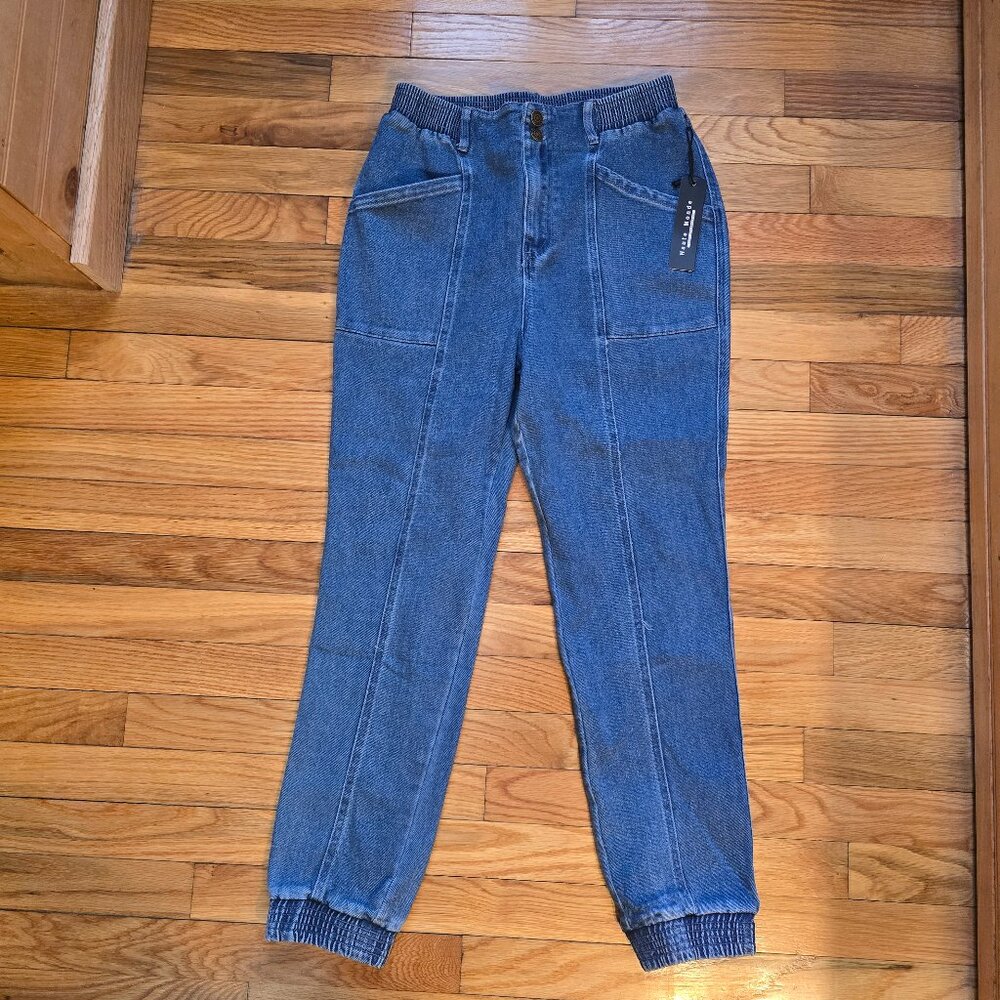 Haute Monde High rise Denim Joggers, size S, NWT
